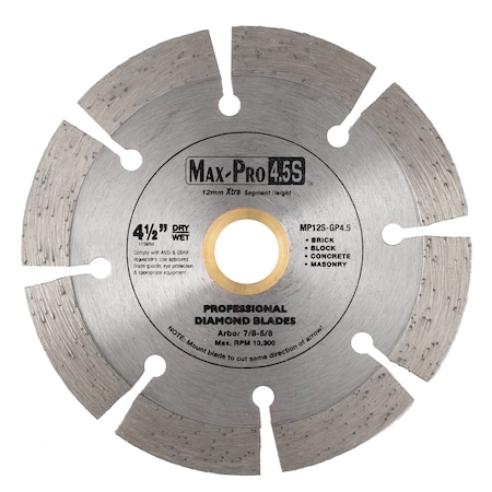 4'' X .070 X 7/8-5/8 Segmented Small Diameter Diamond Blades